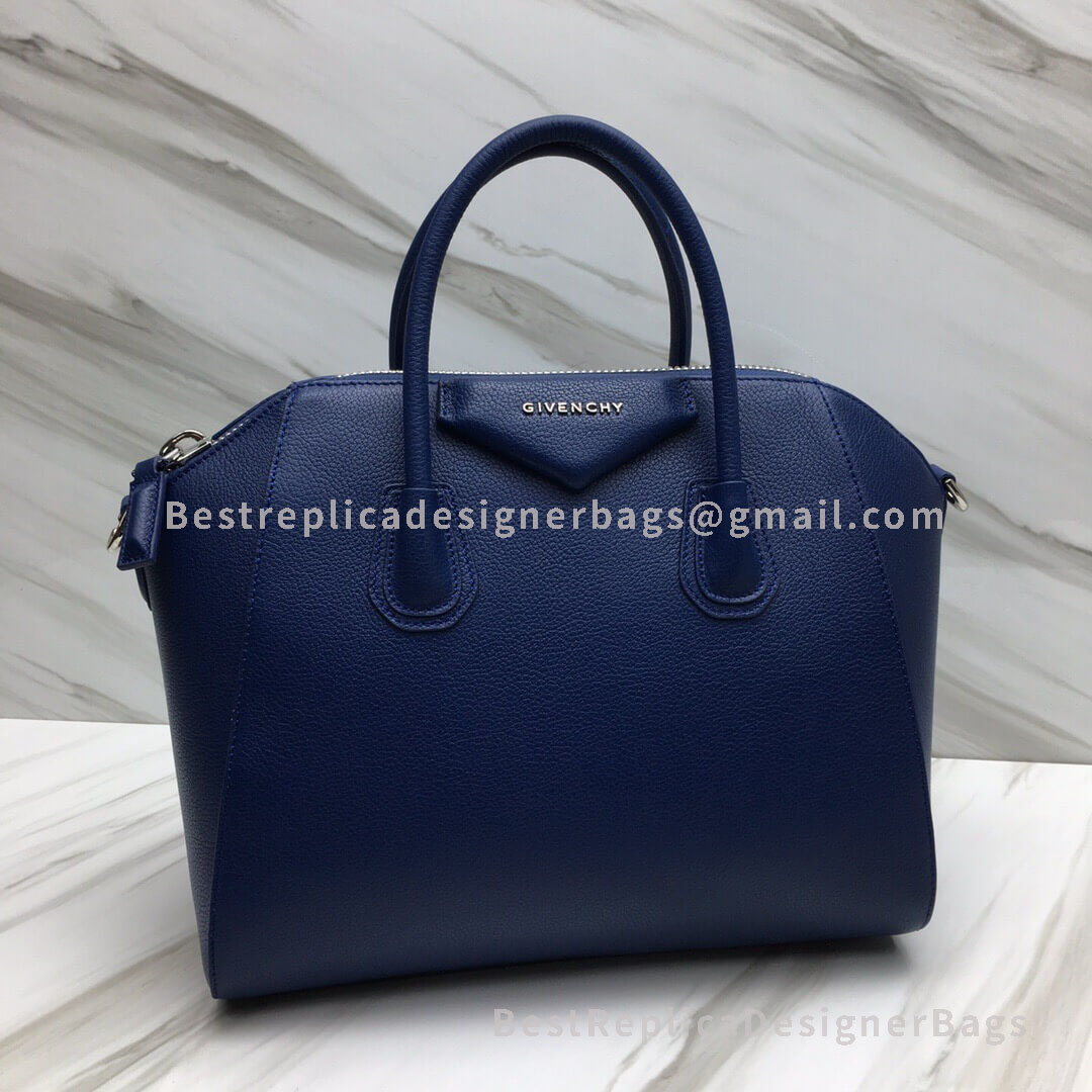 Givenchy Medium Antigona Bag Blue In Grained Goatskin SHW 2-29909